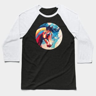 Horse Portrait Acrylic Painting Baseball T-Shirt